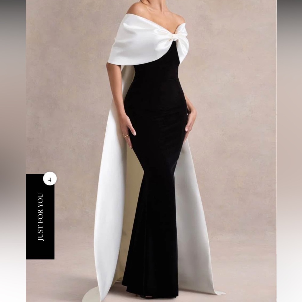 Elegant Black and White Evening Gown